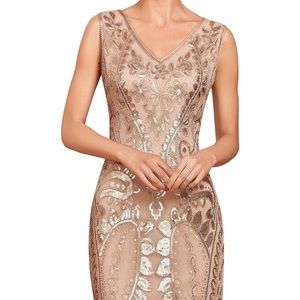 Rose gold flapper style dress new with tags size XL